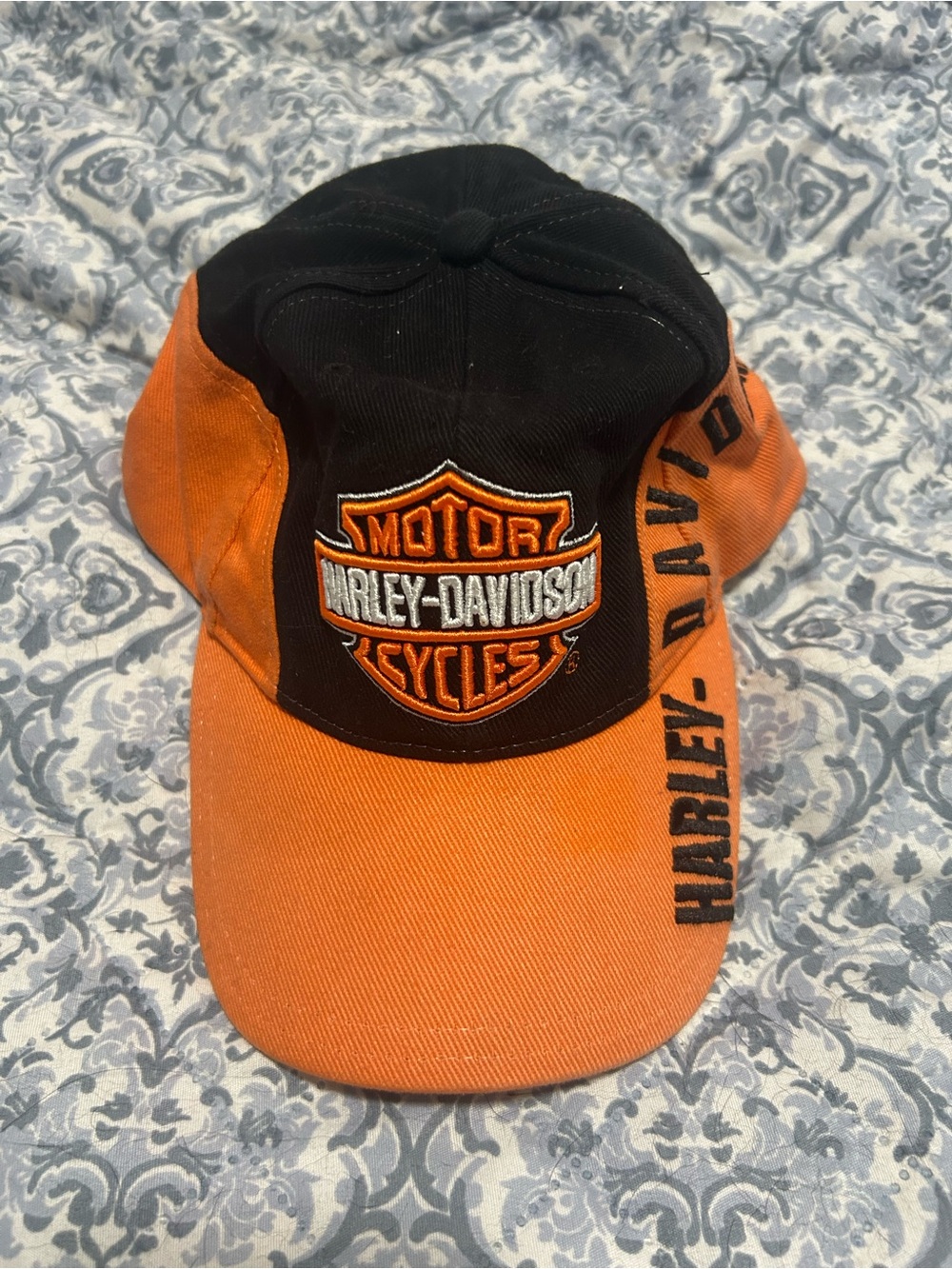 Harley-Davidson Orange and Black Shield Logo Baseball Cap